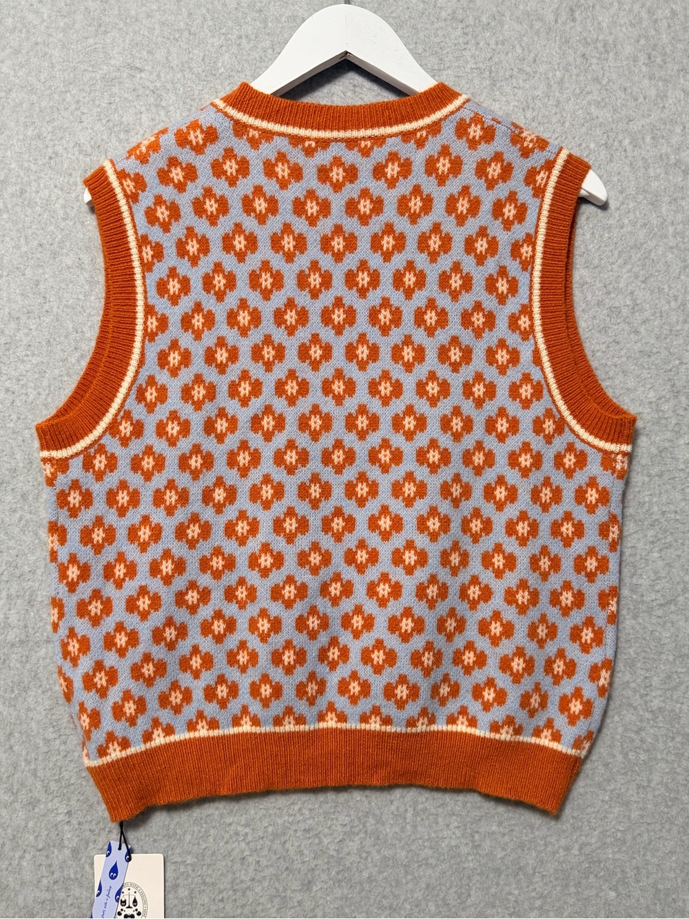 Cider Retro Floral Sweater Vest NWT Size XL Orange Blue Boho Indie Twee - Picture 5 of 9